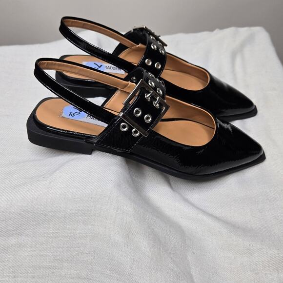 NWOT Steve Madden Black Patent Leather Women's Flat Slingbacks Size 7.5 - Picture 5 of 9
